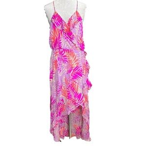 Alice & Trixie Silk Colorful High-Low Maxi Dress. Size Medium